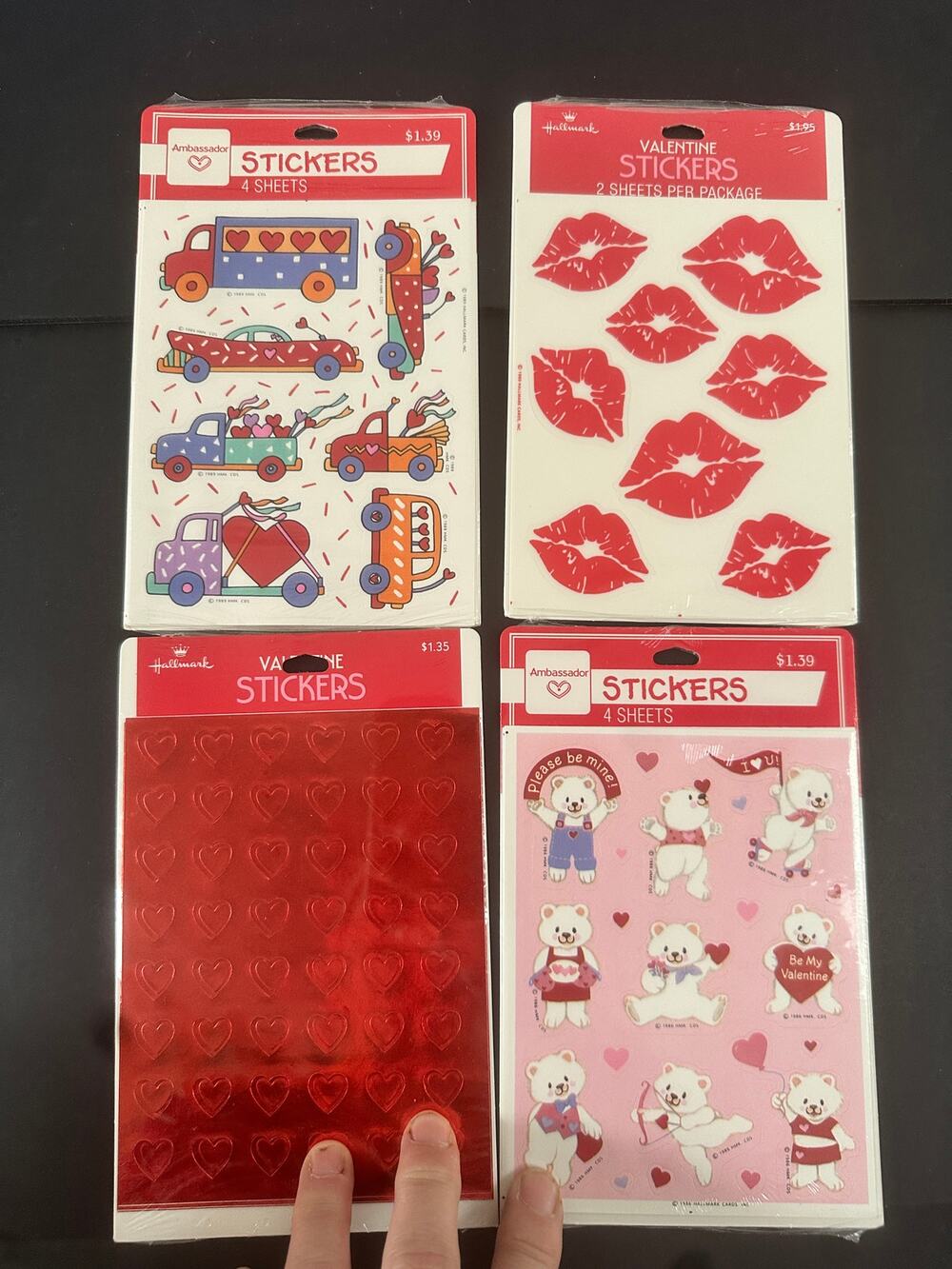 (6) VTG Ambassador Hallmark Valentine's Stickers